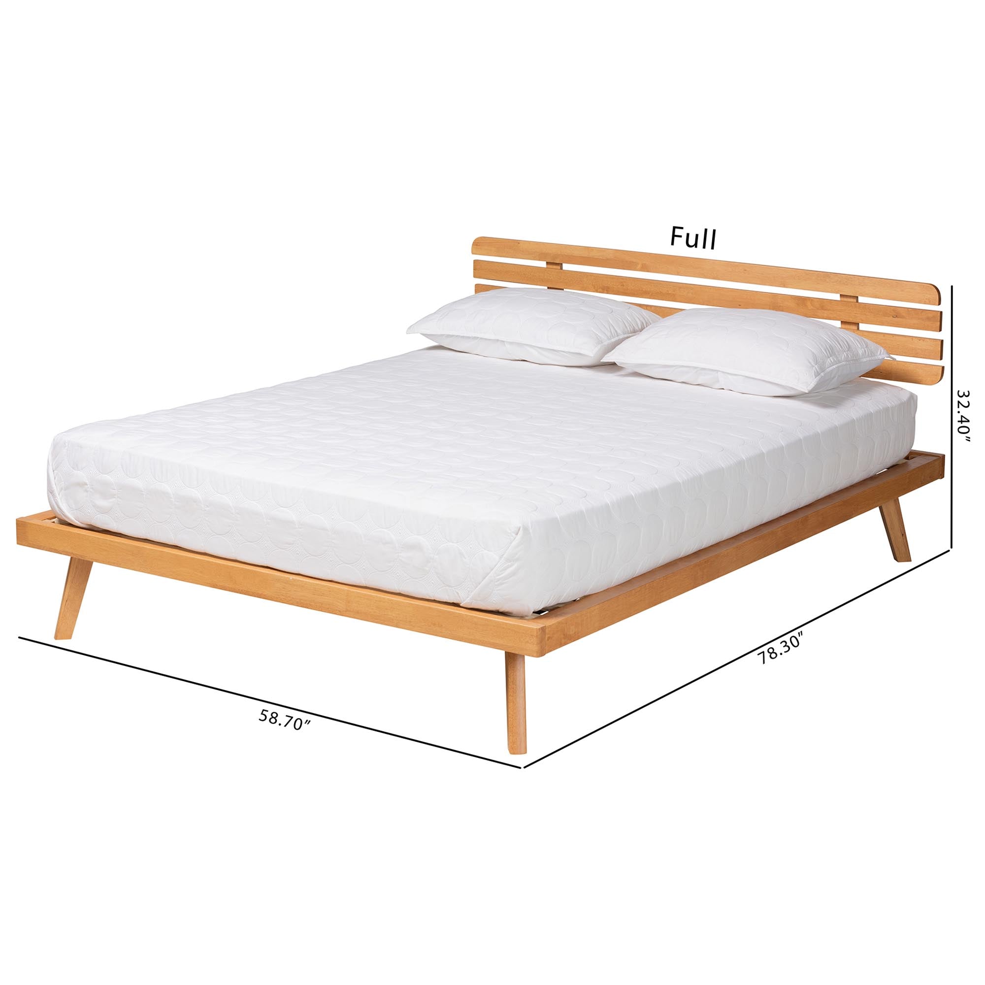 Humphry Japandi Full Size Rustic Brown Platform Bed – No Box Spring Required Wood Frame