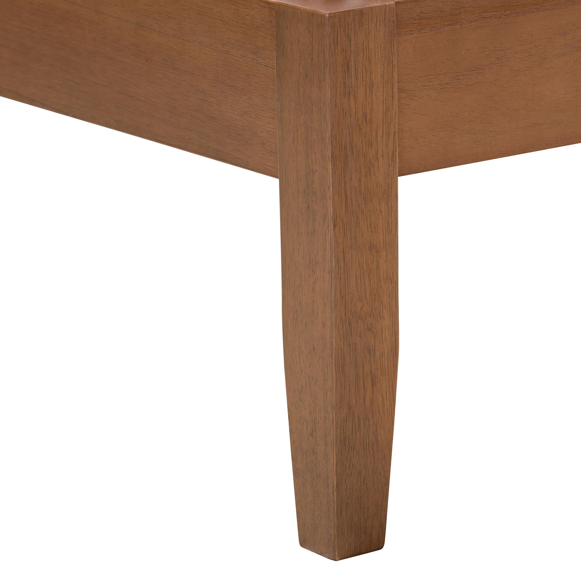 Gretchen King Rubberwood Mid-Century Platform Bed – Angled Headboard Design