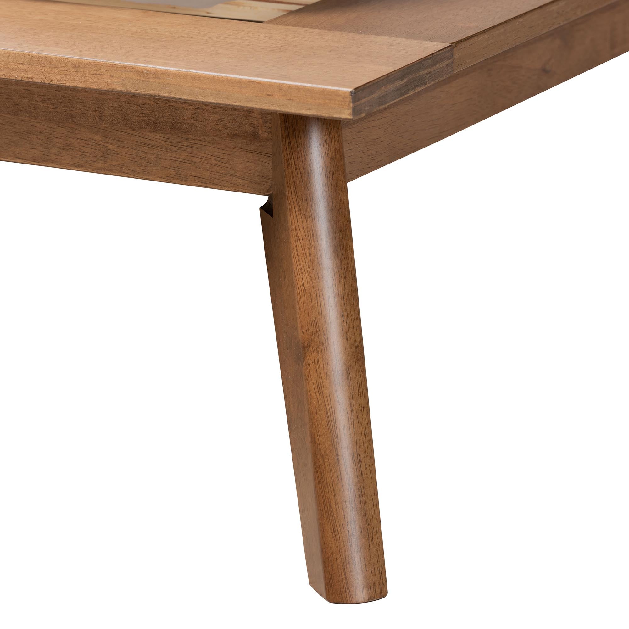 Lester Queen Walnut Brown Platform Bed – Mid-Century Modern Low Profile Frame