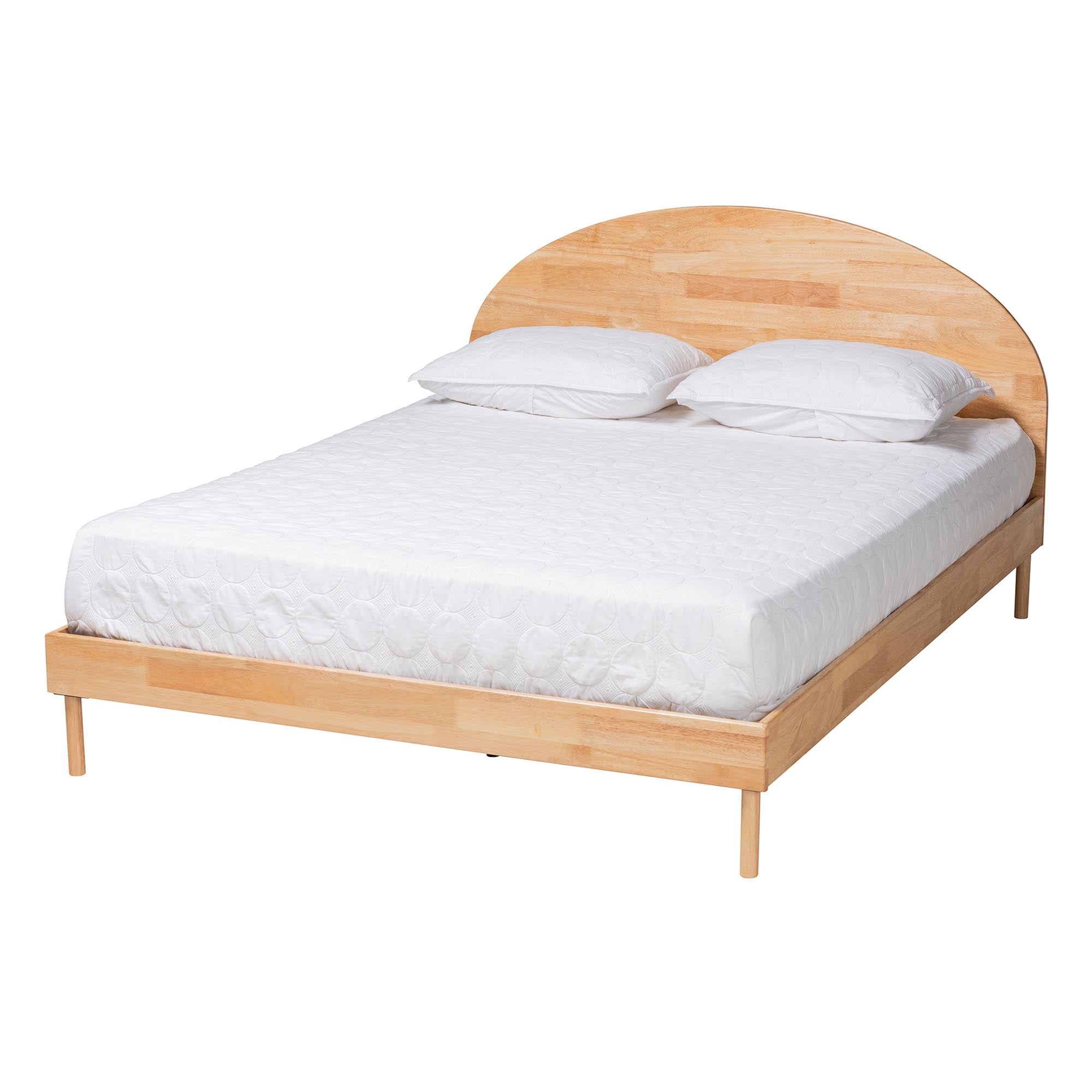 Afton Queen Wood Platform Bed – Japandi Style with Slat Support No Box Spring