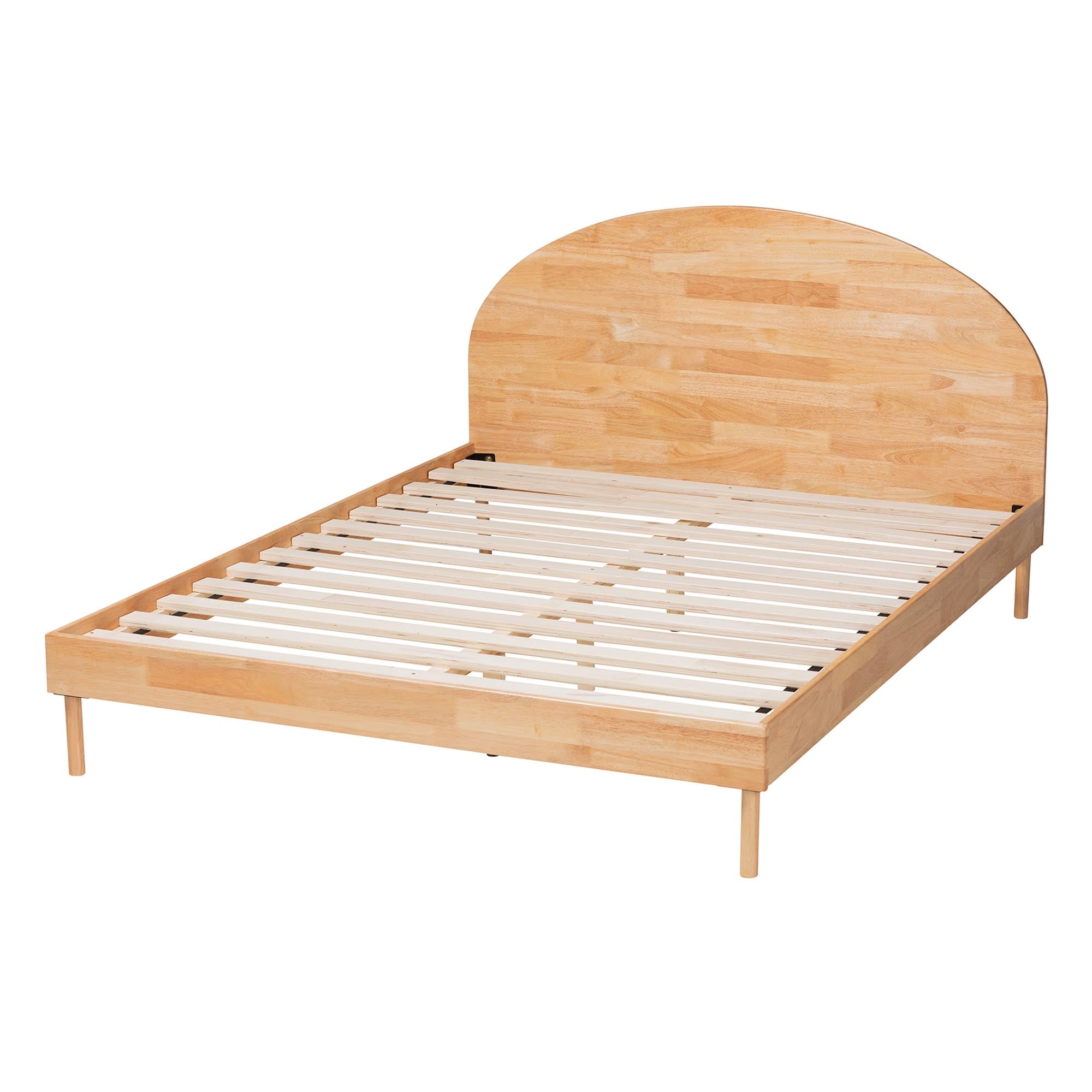 Afton Queen Wood Platform Bed – Japandi Style with Slat Support No Box Spring
