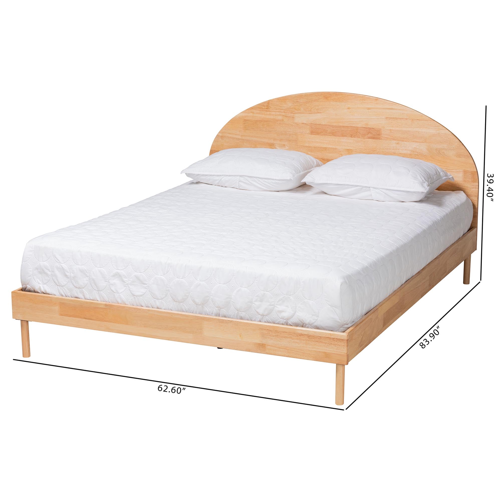 Afton Queen Wood Platform Bed – Japandi Style with Slat Support No Box Spring