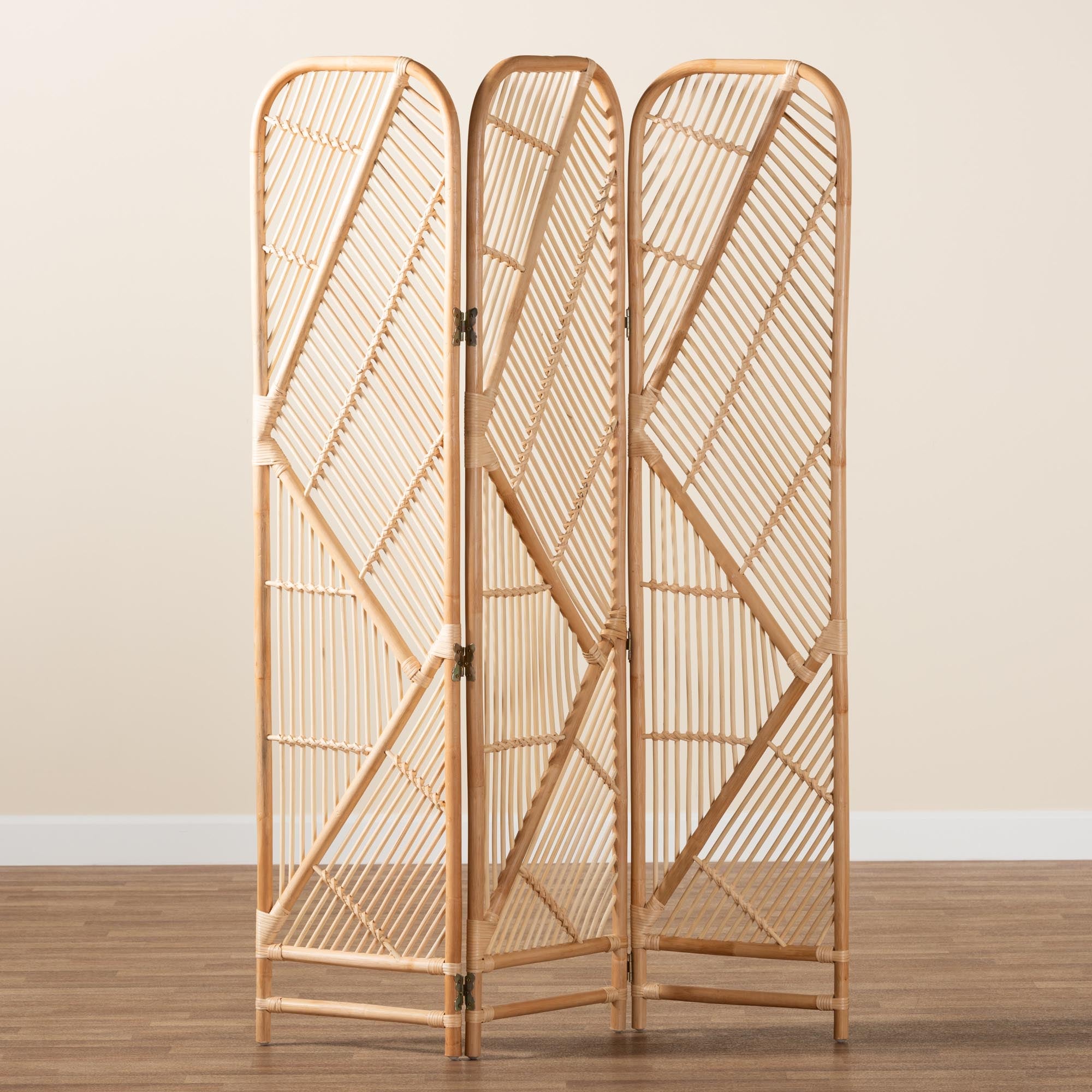 bali & pari Firenze Modern Bohemian Natural Brown Rattan Room Divider