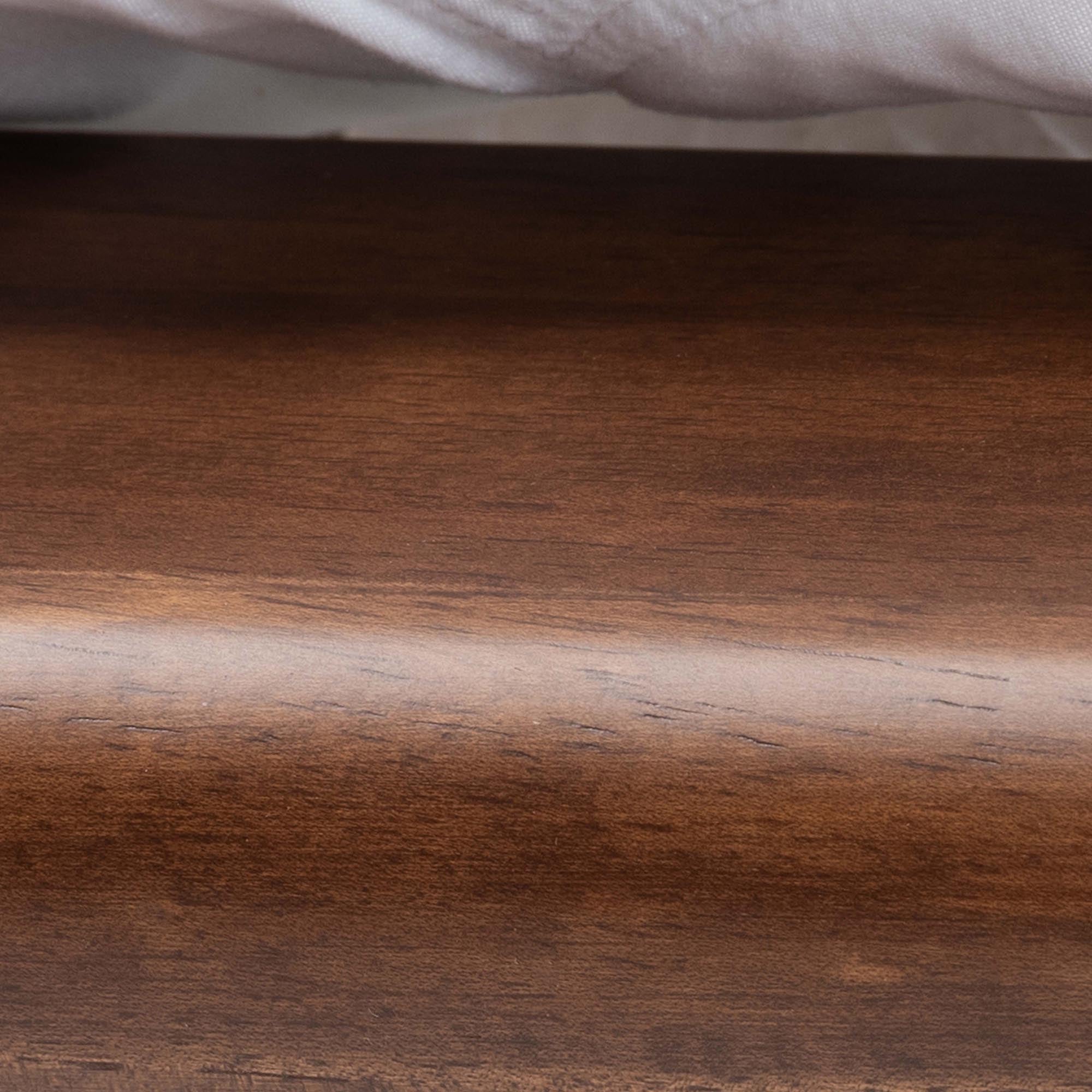 Zola King Size Mid-Century Platform Bed – Walnut Brown Wood Frame with Slats