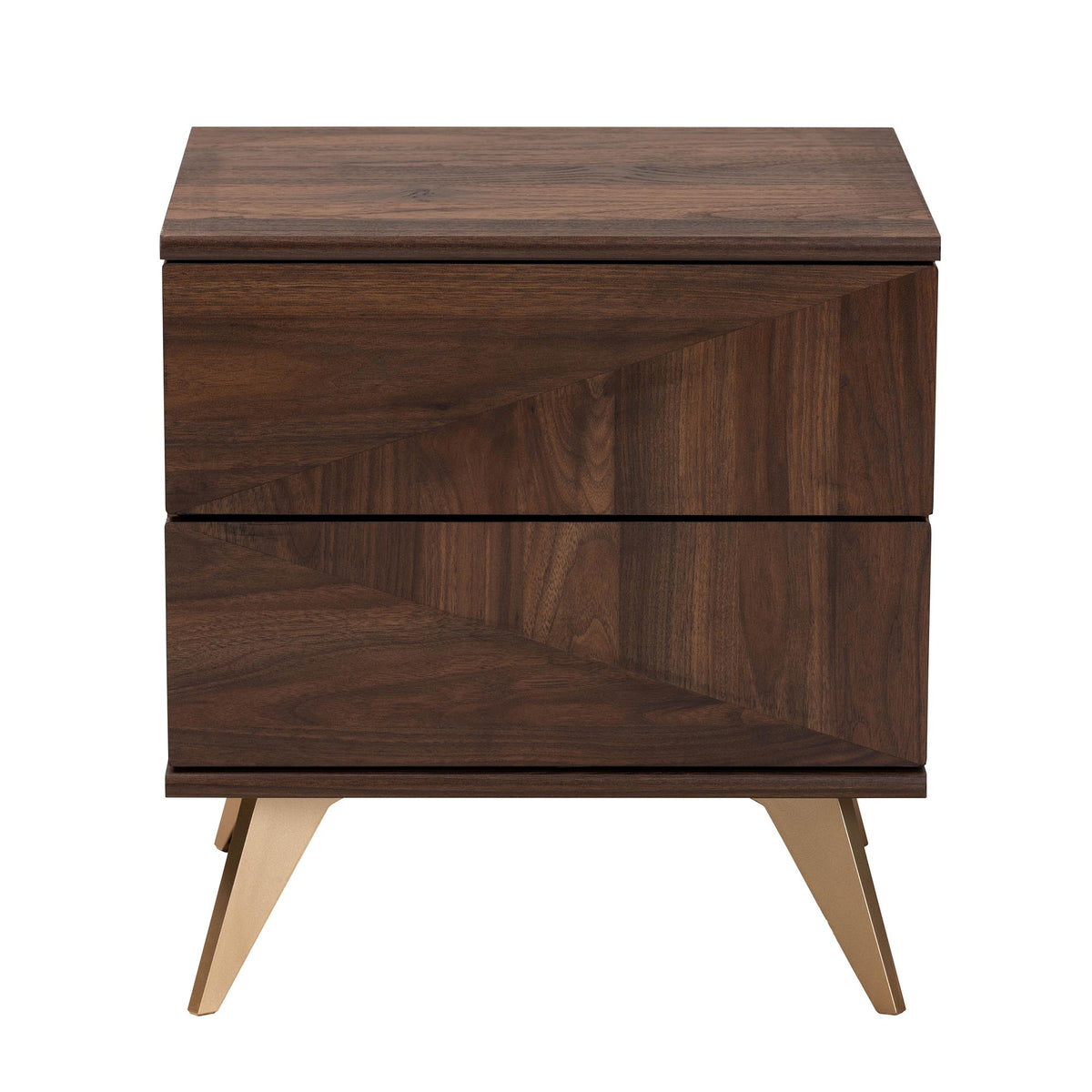 Graceland Mid-Century Modern Transitional Walnut Brown Finished Wood 2-Drawer Nightstand