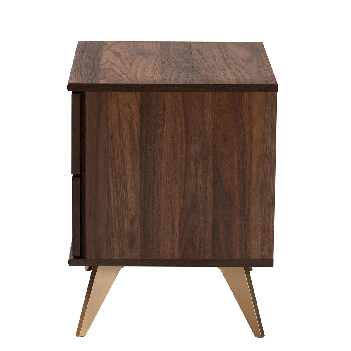 Graceland Mid-Century Modern Transitional Walnut Brown Finished Wood 2-Drawer Nightstand