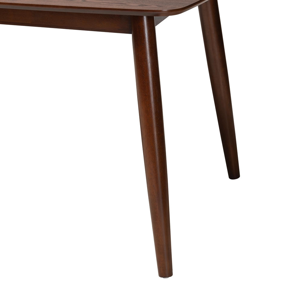 Flora Mid-Century Modern Walnut Brown Finished Wood Dining Table