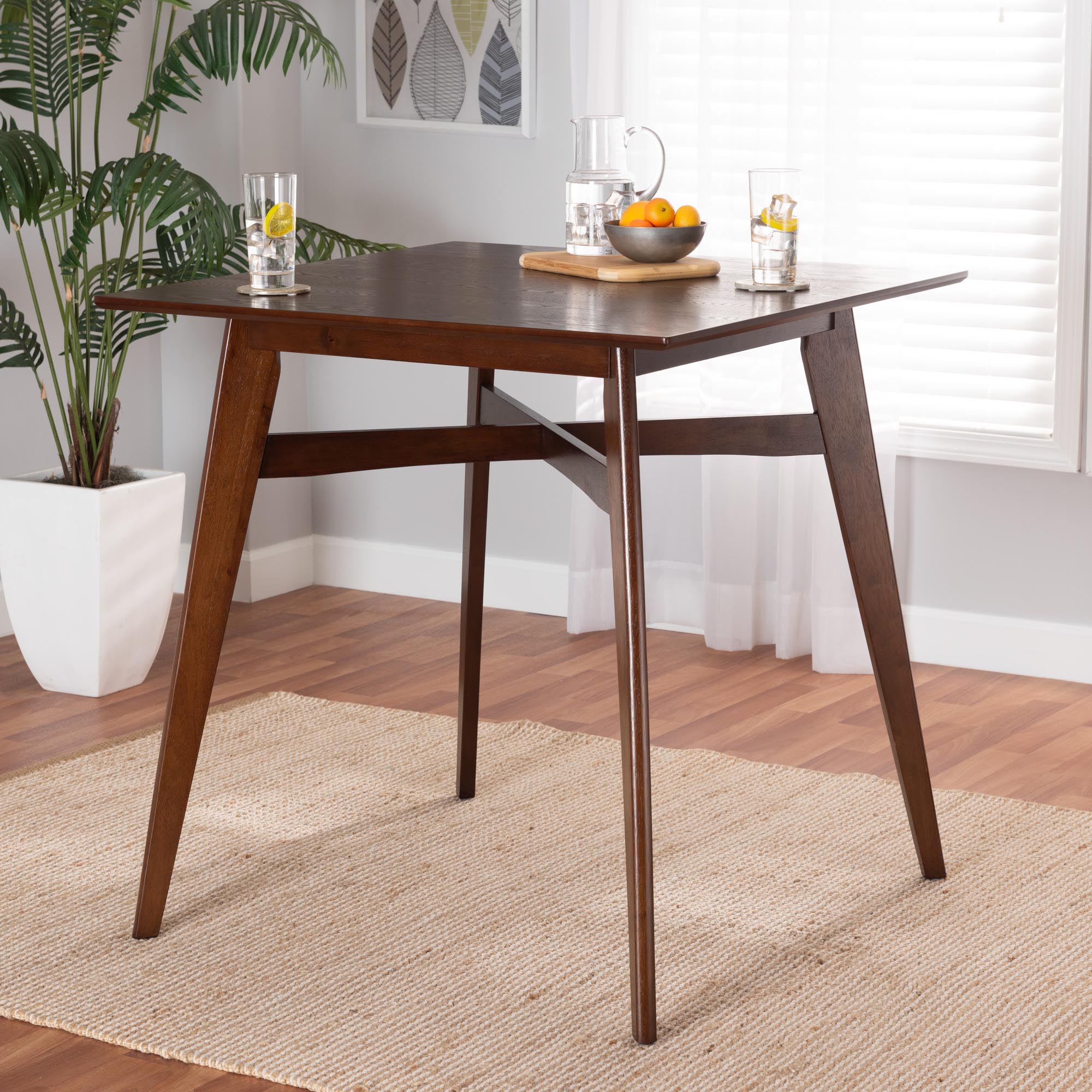 Leena Mid-Century Modern Walnut Brown Finished Wood Counter Height Pub Table