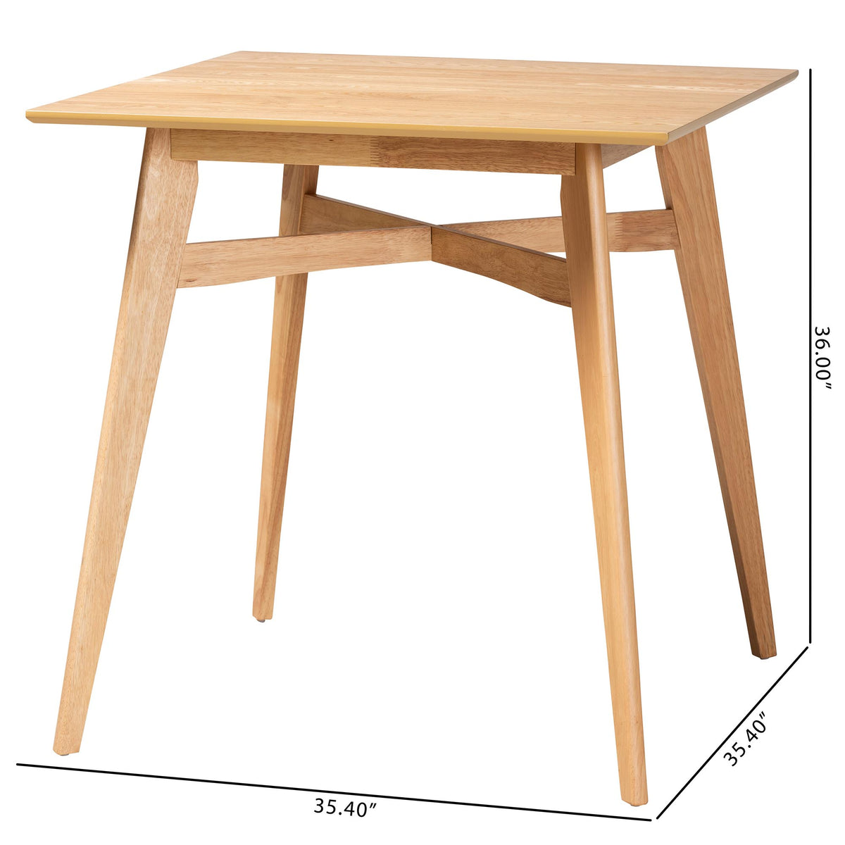 Leena Mid-Century Modern Natural Oak Finished Wood Counter Height Pub Table