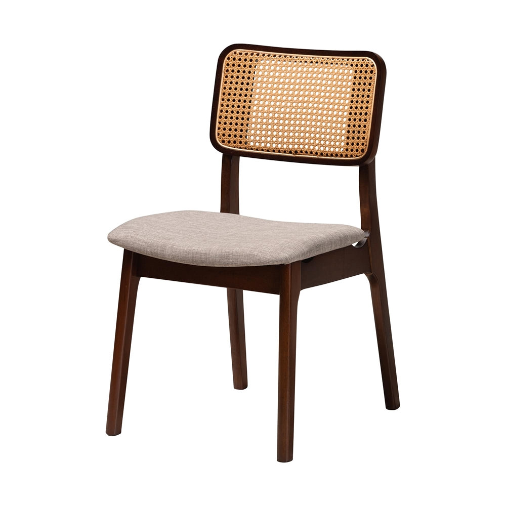 Dannon Mid-Century Modern Grey Fabric and Walnut Brown Finished Wood 7-Piece Dining Set