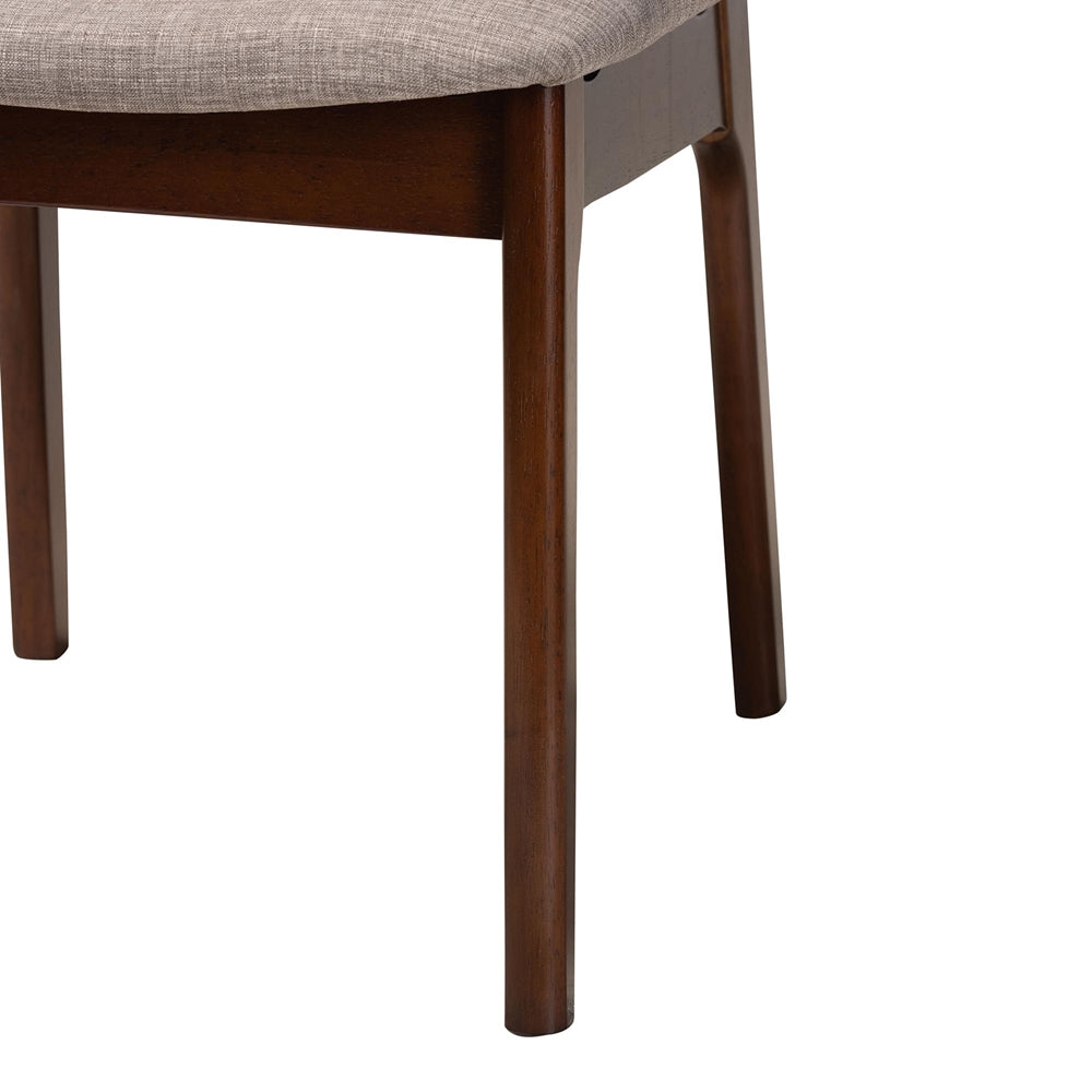 Dannon Mid-Century Modern Grey Fabric and Walnut Brown Finished Wood 2-Piece Dining Chair Set