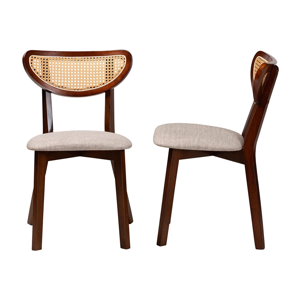Dannell Mid-Century Modern Grey Fabric and Walnut Brown Finished Wood Dining Chair