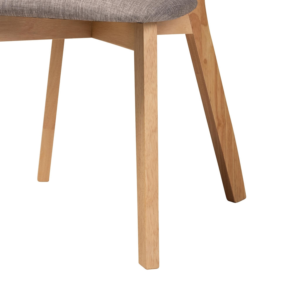 Dannell Mid-Century Modern Grey Fabric and Natural Oak Finished Wood 5-Piece Dining Set