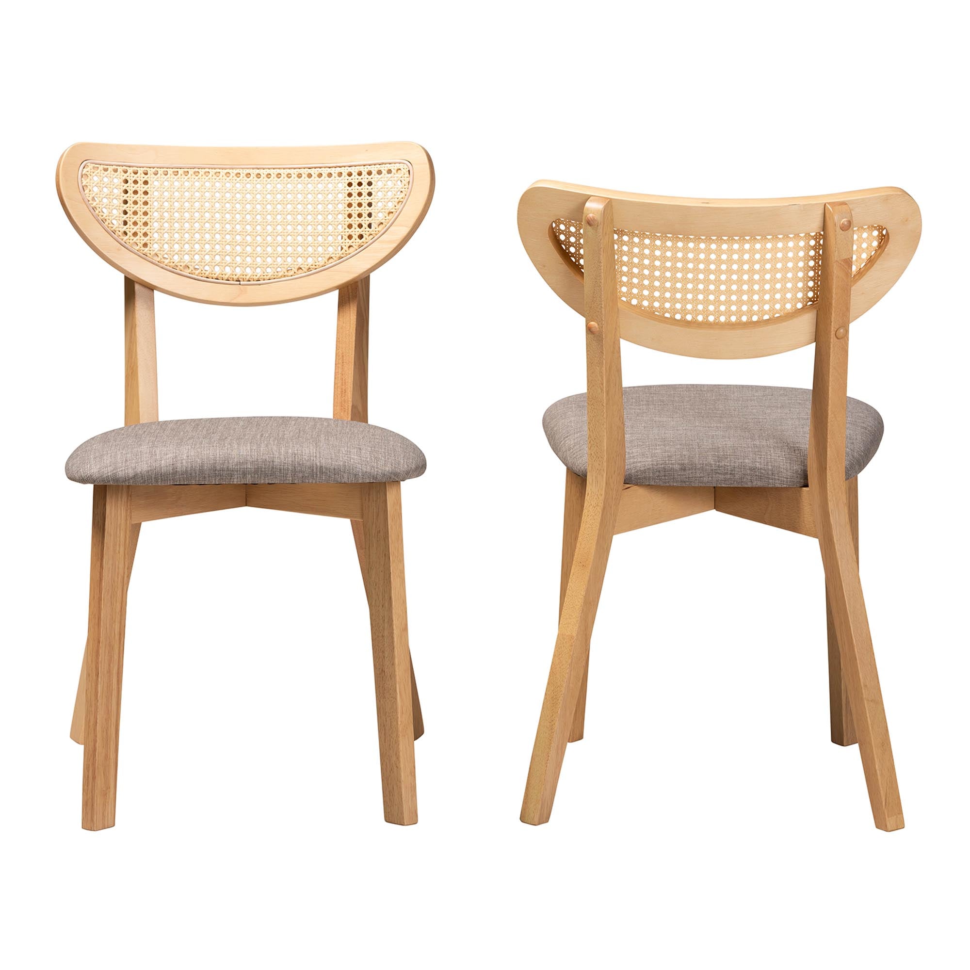 Dannell Mid-Century Modern Grey Fabric and Natural Oak Finished Wood Dining Chair