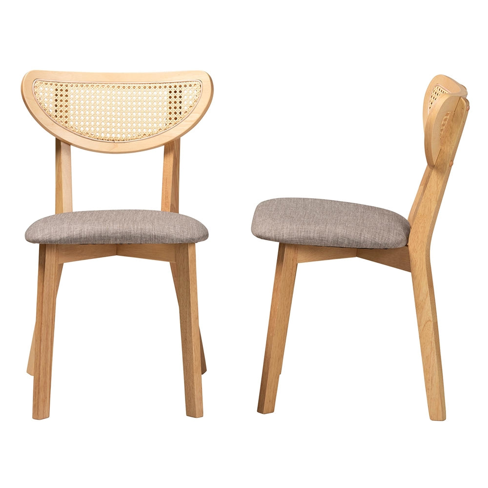 Dannell Mid-Century Modern Grey Fabric and Natural Oak Finished Wood Dining Chair