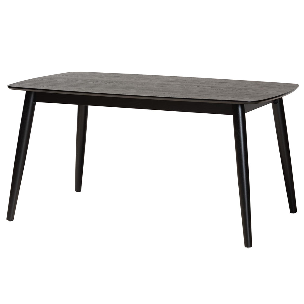 Dannon Mid-Century Modern Cream Fabric and Black Finished Wood 7-Piece Dining Set