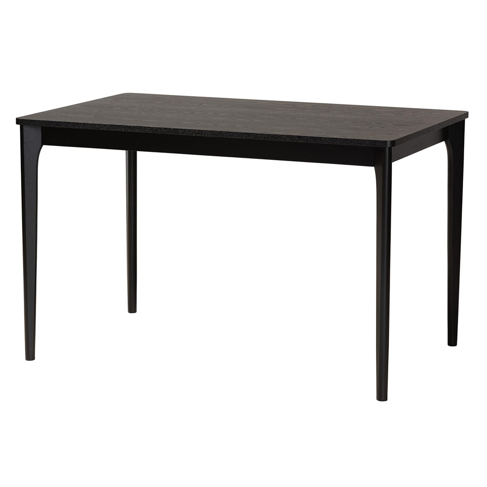 Tarana Mid-Century Modern Cream Fabric and Black Finished Wood 5-Piece Dining Set