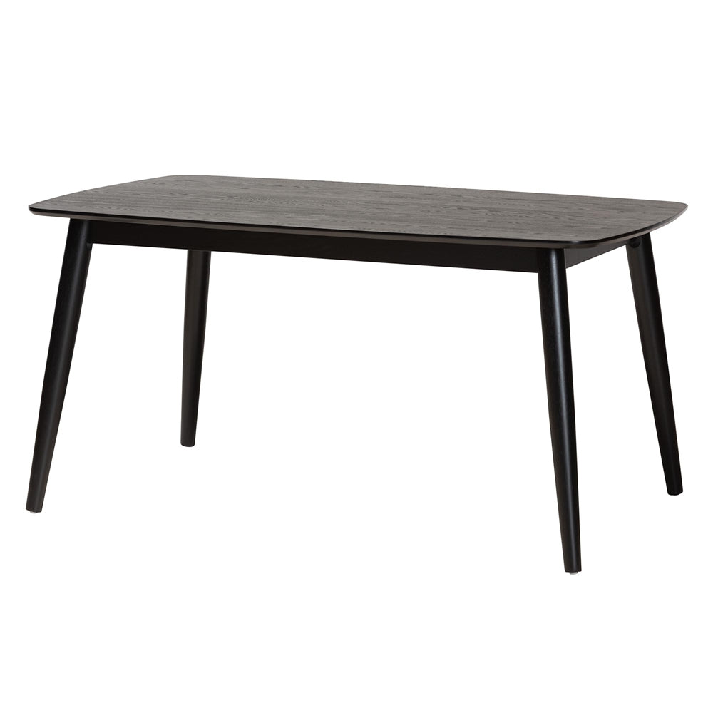Dannell Mid-Century Modern Cream Fabric and Black Finished Wood 7-Piece Dining Set