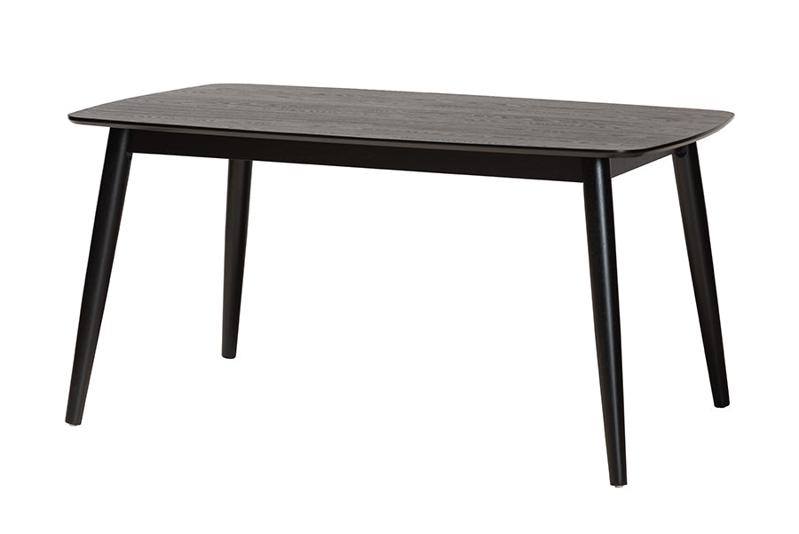 Darrion Mid-Century Modern Cream Fabric and Black Finished Wood 7-Piece Dining Set