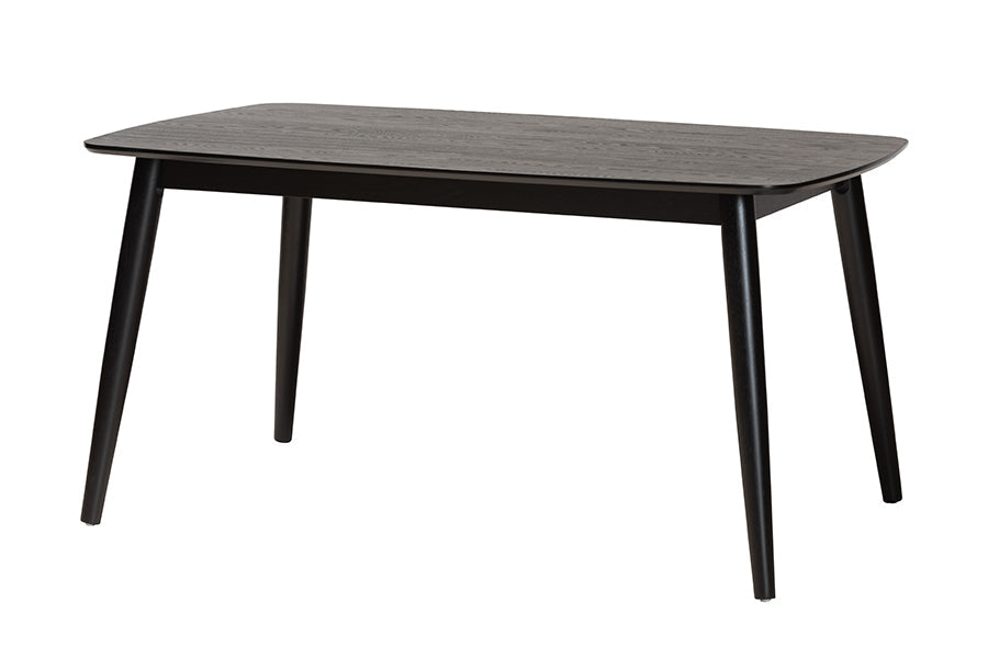 Darrion Mid-Century Modern Cream Fabric and Black Finished Wood 7-Piece Dining Set