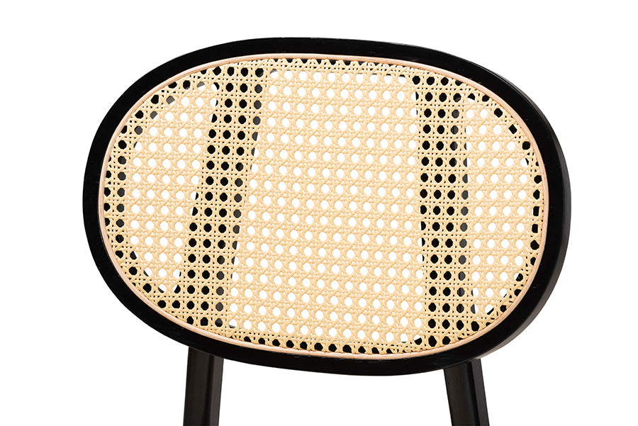 Darrion Mid-Century Modern Cream Fabric and Black Finished Wood 7-Piece Dining Set