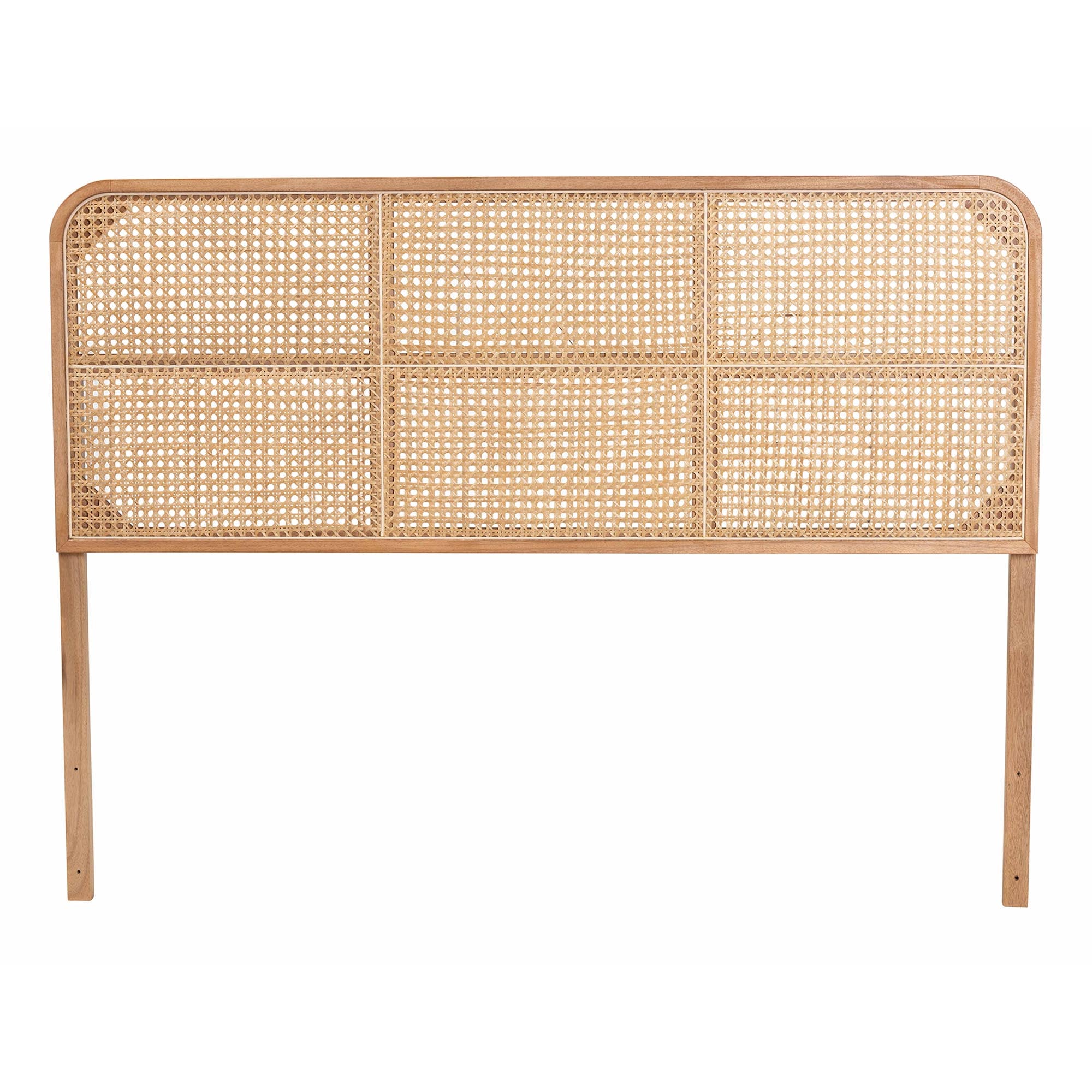 Lainer Modern Bohemian Natural Brown Finished Bayur Wood and Bamboo Queen Size Headboard
