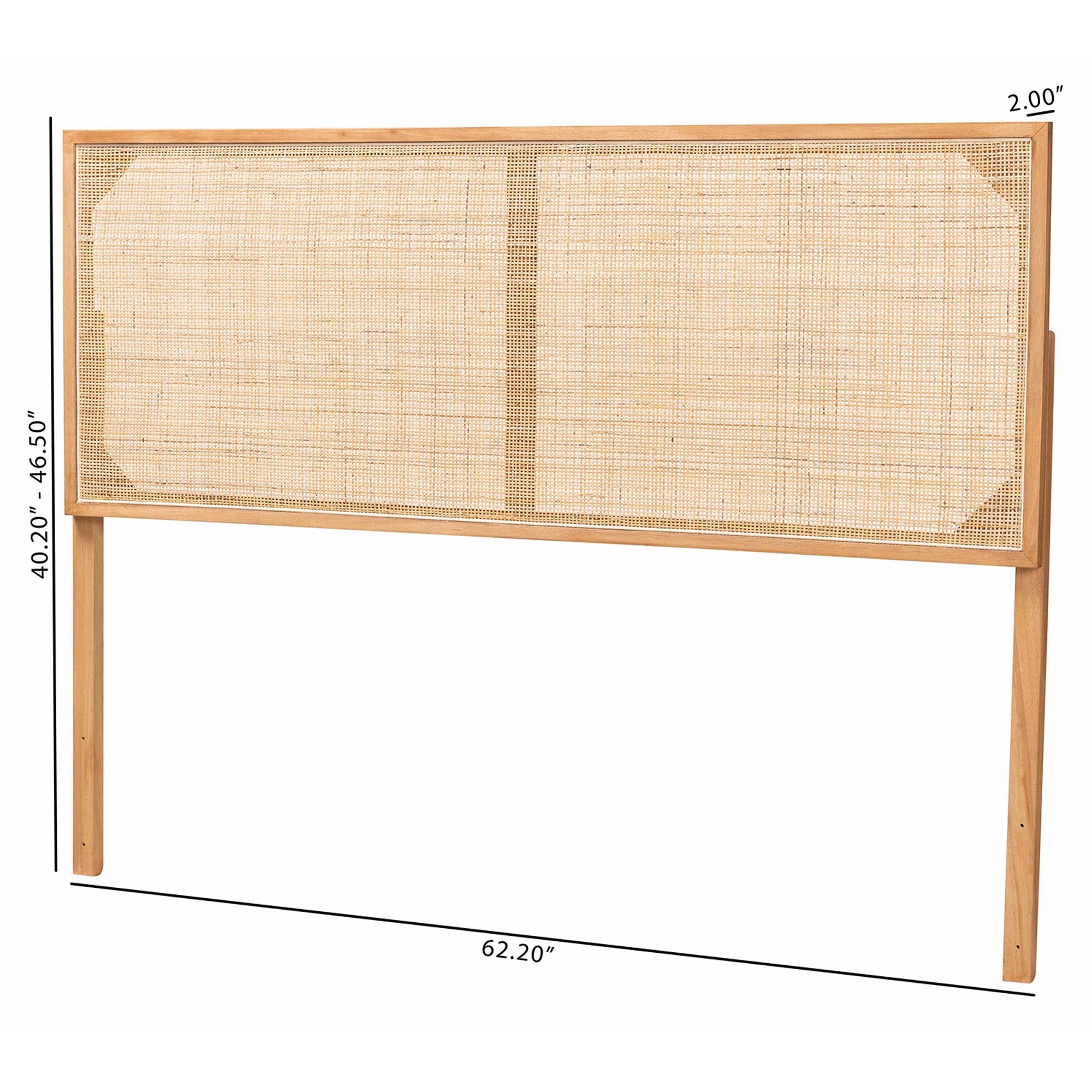Aurelia Modern Bohemian Natural Brown Finished Bayur Wood and Rattan Queen Size Headboard