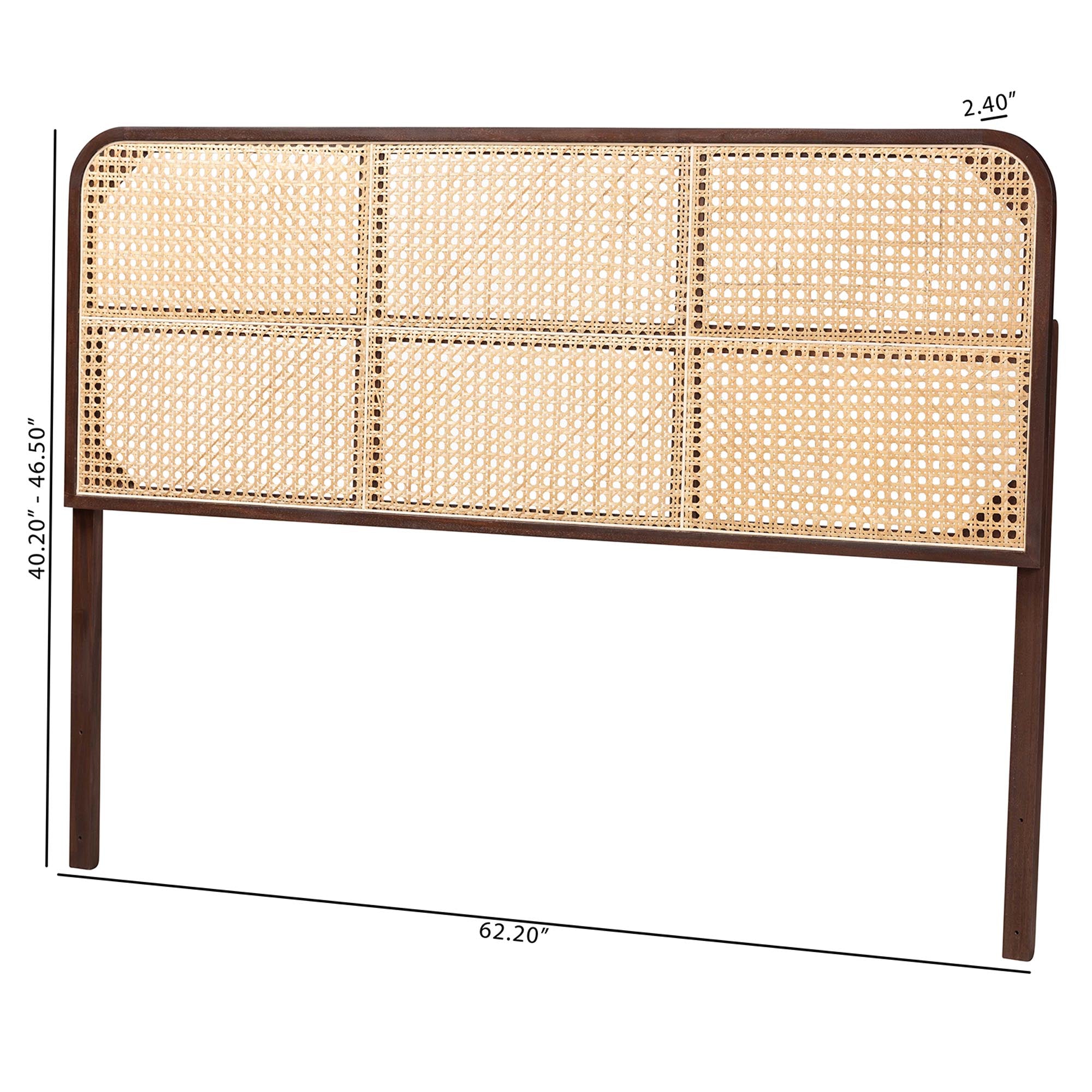 Lainer Modern Bohemian Dark Brown Finished Bayur Wood and Natural Bamboo Queen Size Headboard
