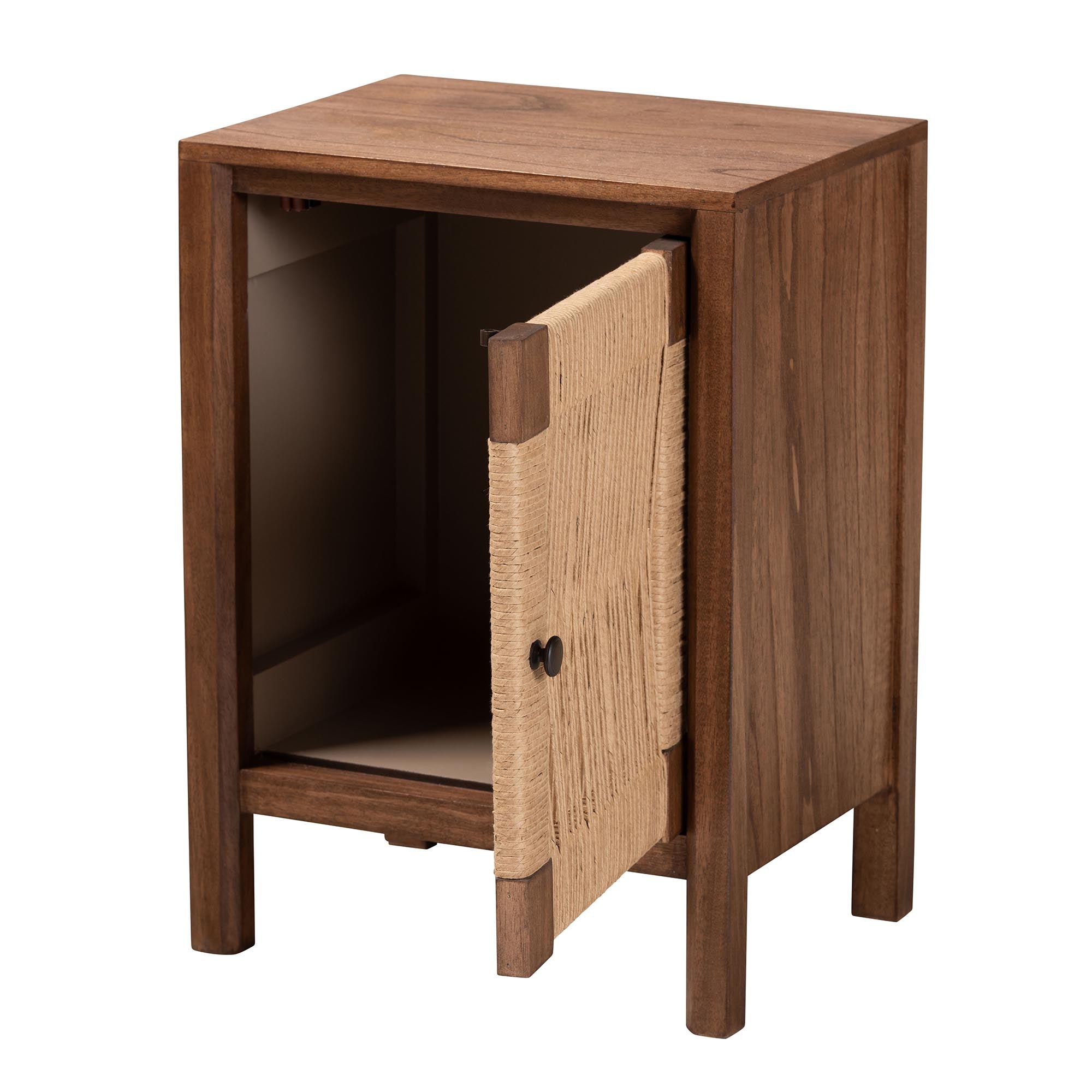 Holitz Modern Bohemian Walnut Brown Finished Bayur Wood Nightstand
