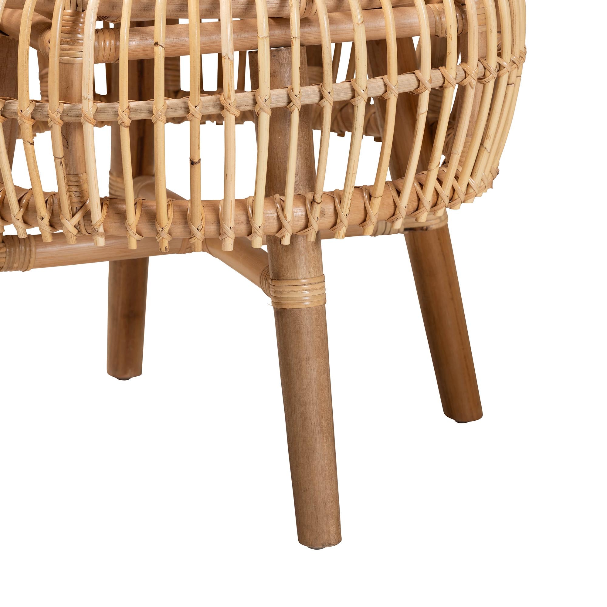 bali & pari Nagoya Modern Bohemian Natural Rattan Tall Lounge Chair