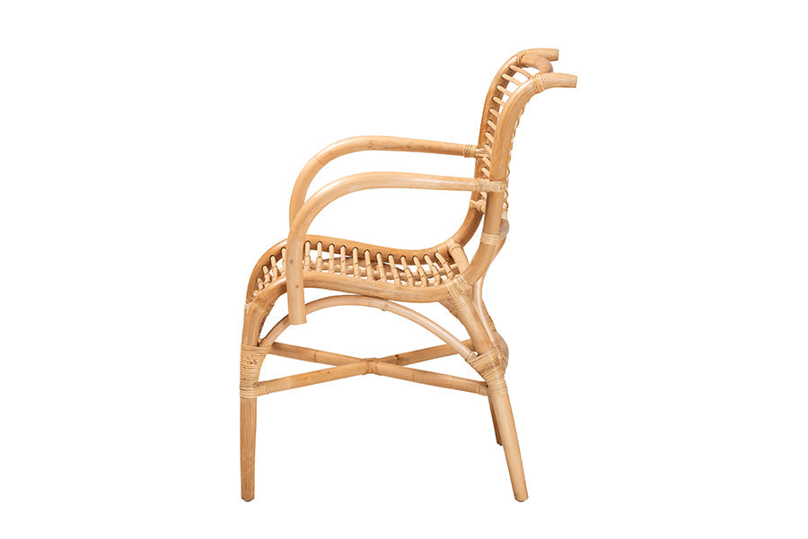 bali & pari Seminyak Modern Bohemian Natural Rattan Lounge Chair