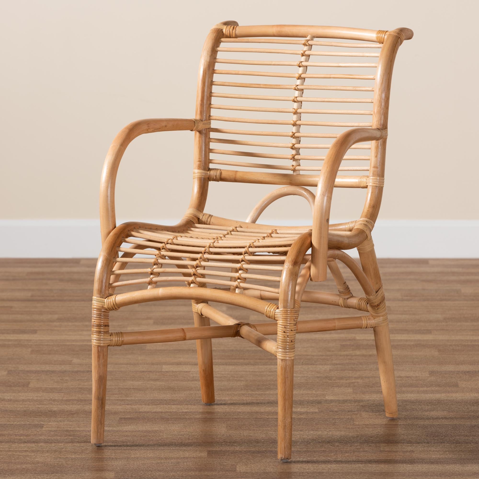 bali & pari Seminyak Modern Bohemian Natural Rattan Lounge Chair