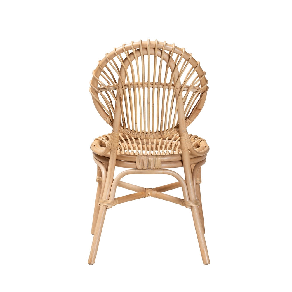 bali & pari Iris Modern Bohemian Natural Brown Rattan Dining Chair