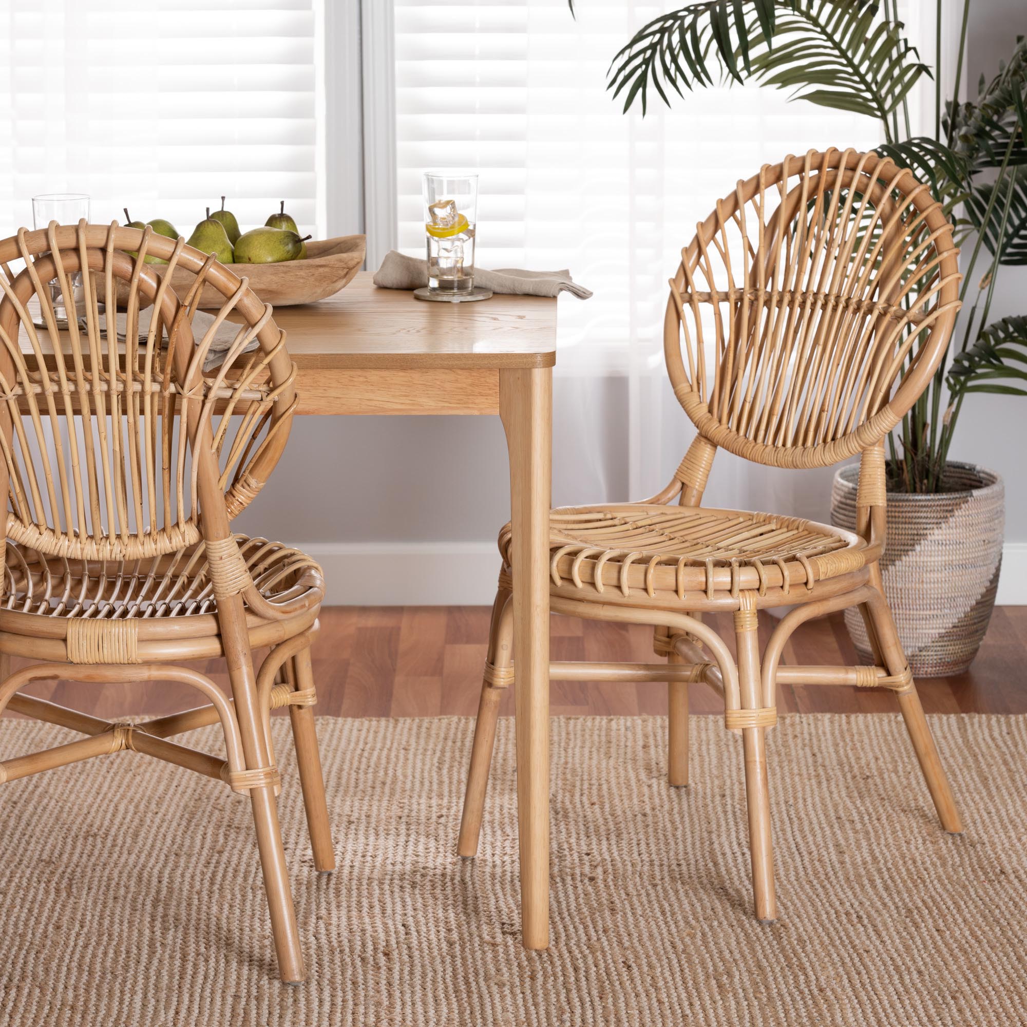 bali & pari Iris Modern Bohemian Natural Brown Rattan Dining Chair