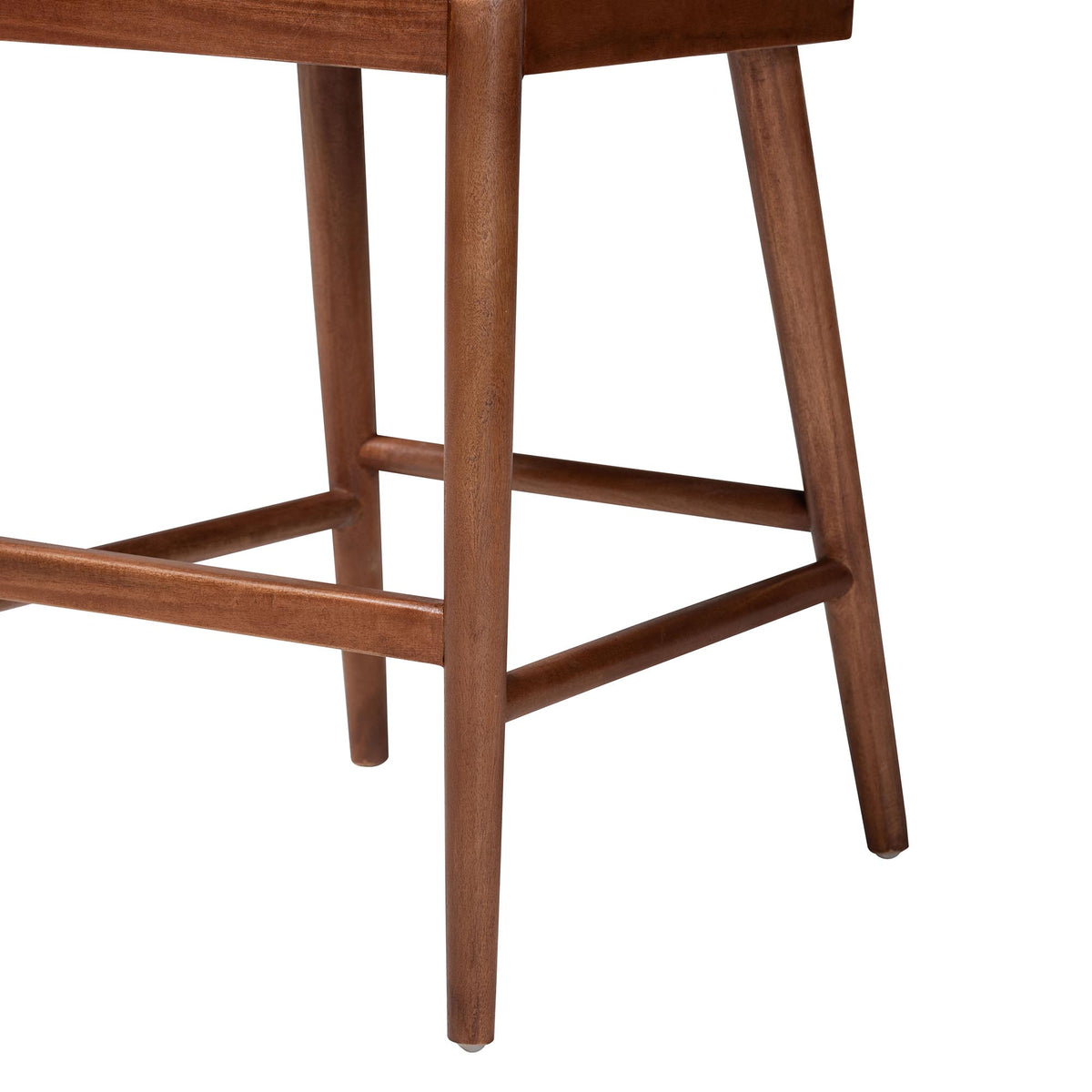 Denver Modern Bohemian Walnut Brown Finished Acacia Wood and Seagrass Counter Stool