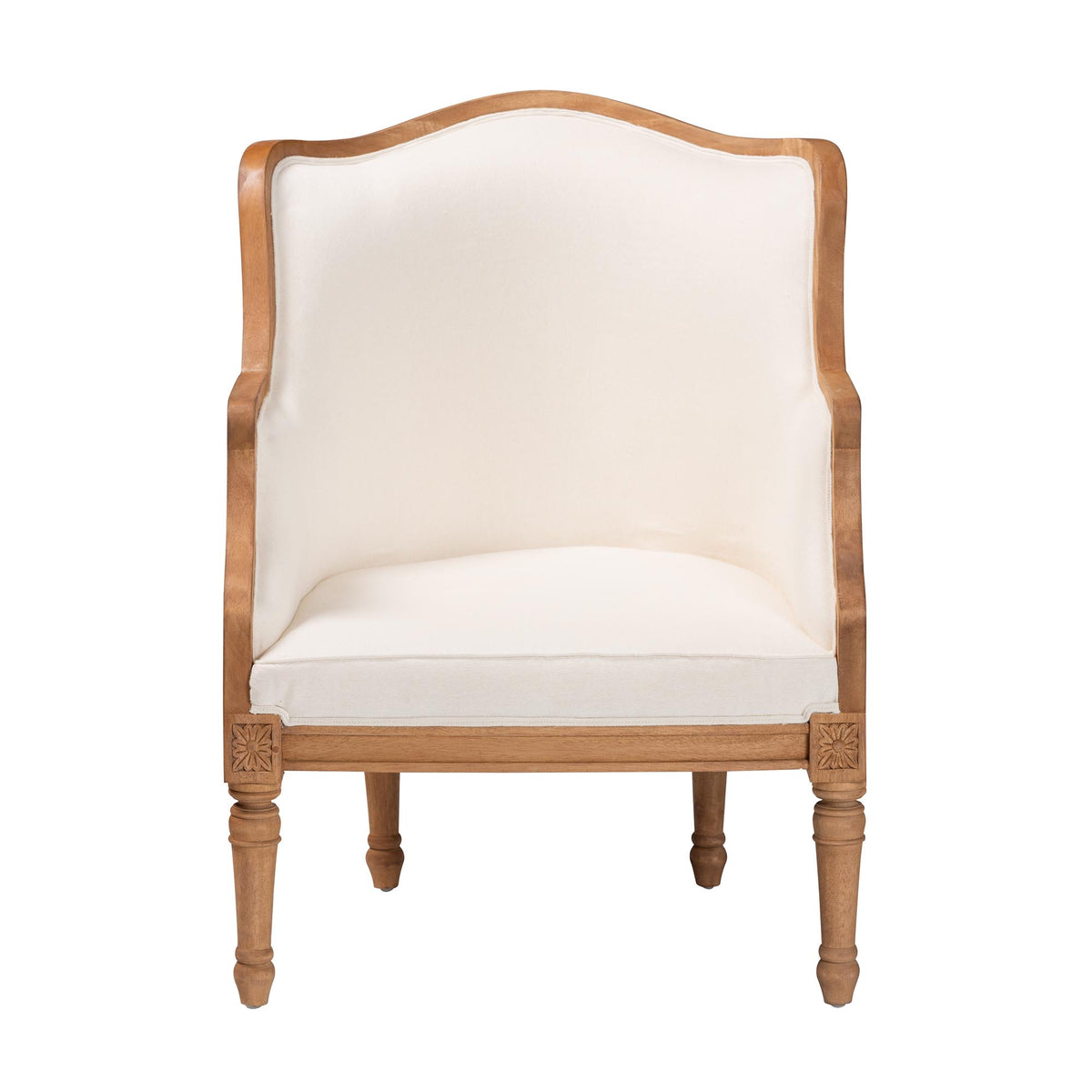 Elizette Traditional French Beige Fabric and Honey Oak Finished Wood Accent Chair