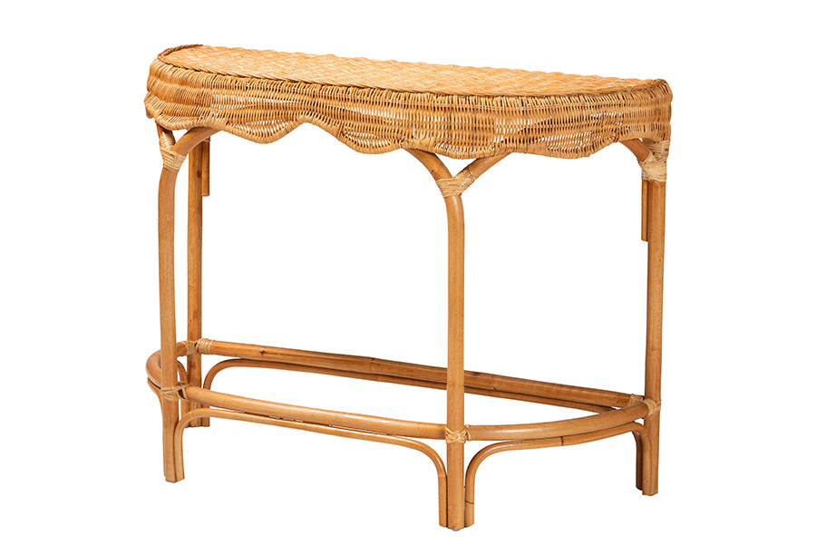 Wakana Modern Bohemian Natural Brown Rattan Console Table