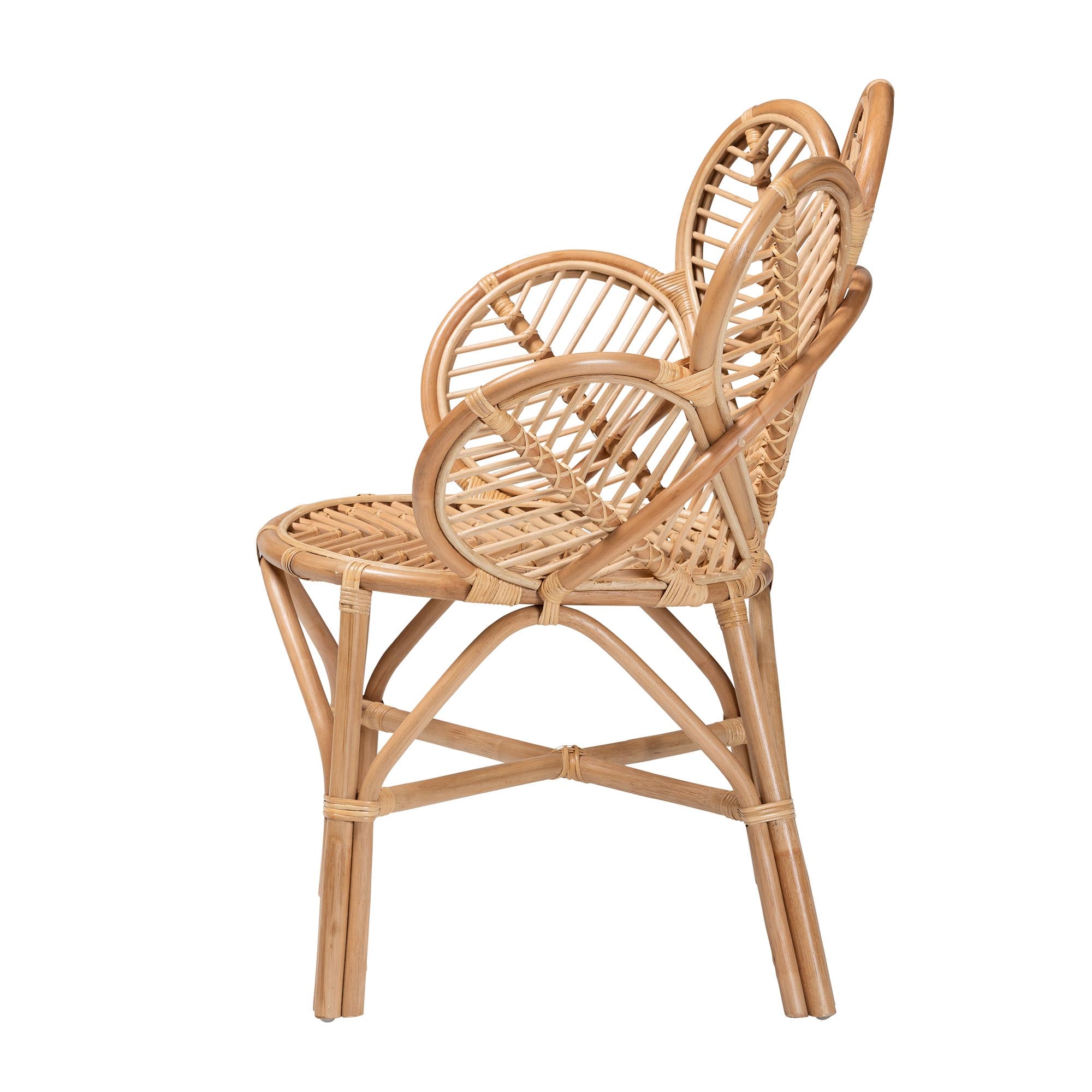Eliava Modern Bohemian Natural Rattan Flower Accent Chair