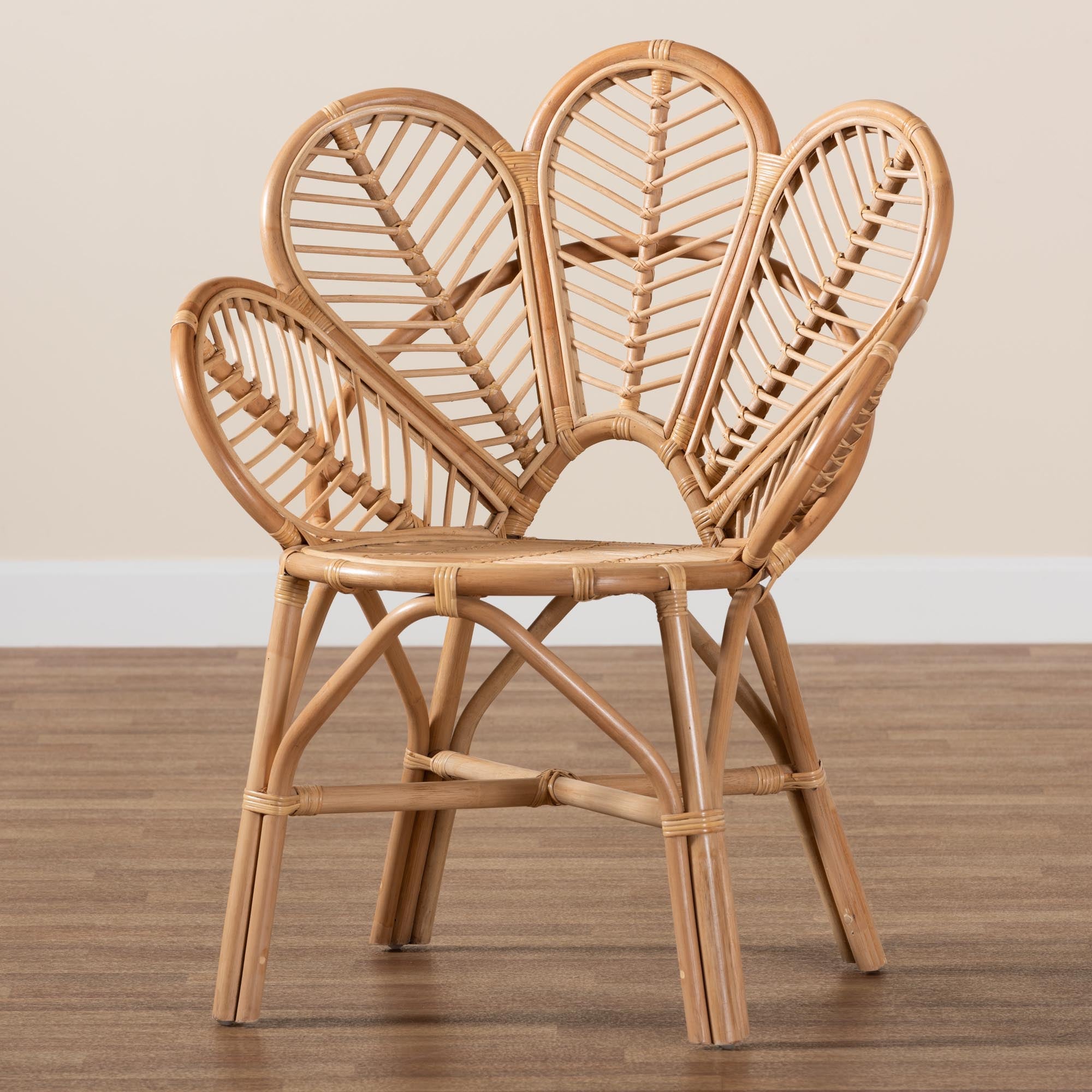 Eliava Modern Bohemian Natural Rattan Flower Accent Chair