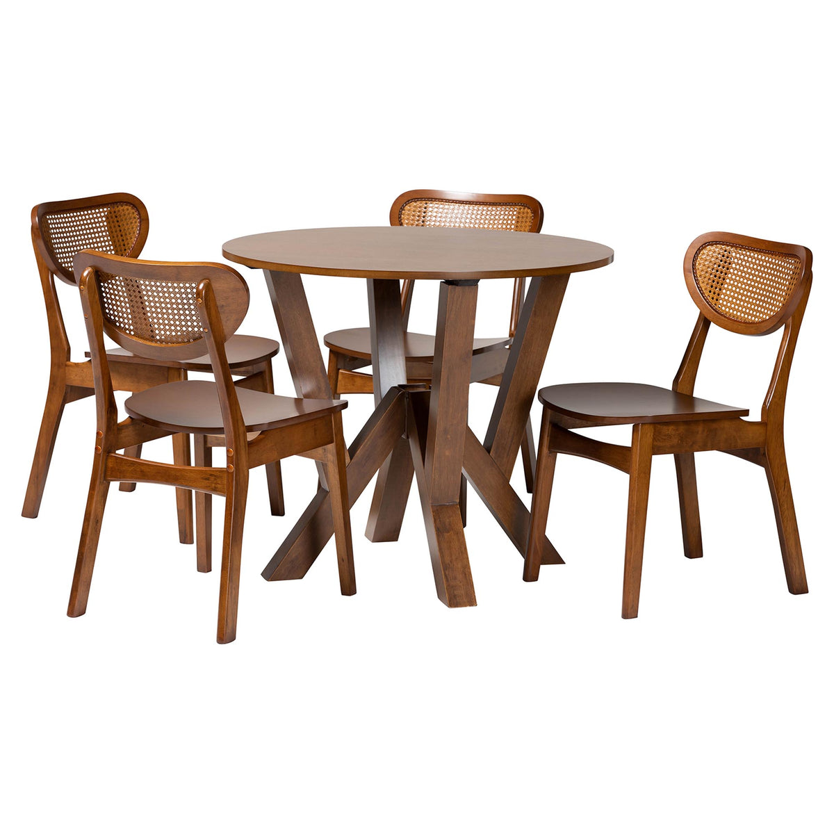 Crystal 5-Piece Dining Set - Mid-Century Modern Round Table and Chair Set for Dining Room, Kitchen, Apartment