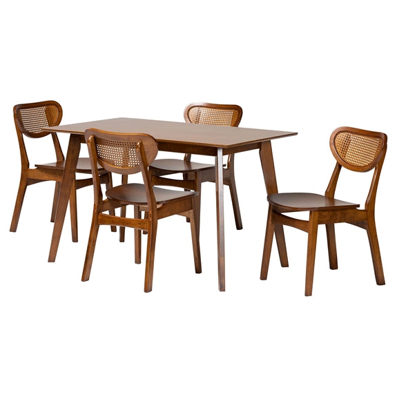 Kristy 5-Piece Dining Set - Mid-Century Modern Rectangle Table and Chair Set for Dining Room, Kitchen, Apartment