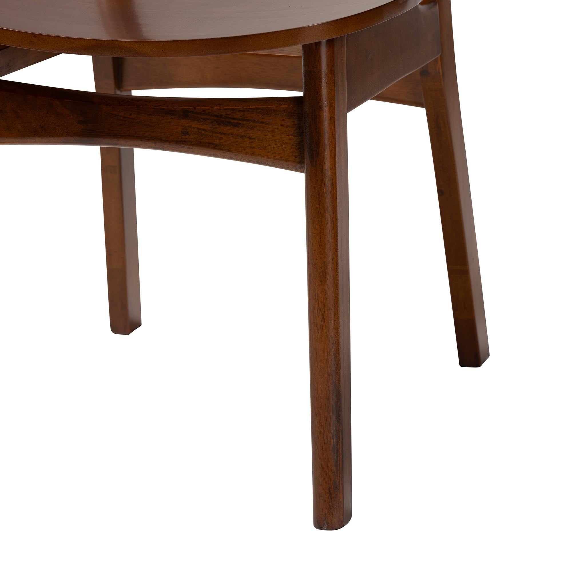 Jeriah Mid-Century Modern Walnut Brown Finished Wood and Woven Rattan 5-Piece Dining Set