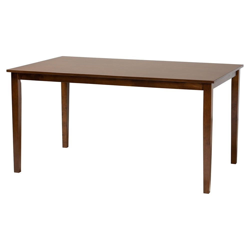 Estera Mid-Century Modern Walnut Brown Finished Wood and Rattan 7-Piece Dining Set