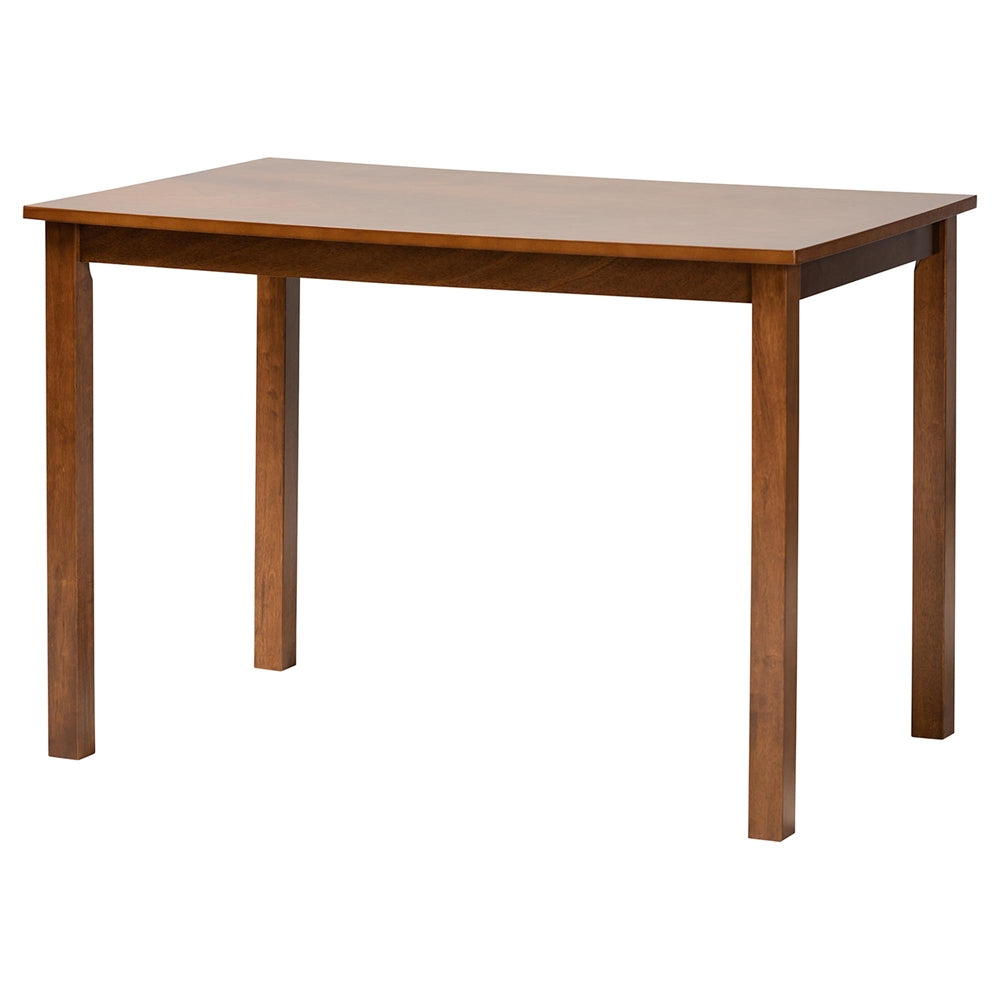 Estera Mid-Century Modern Walnut Brown Finished Wood and Rattan 5-Piece Dining Set