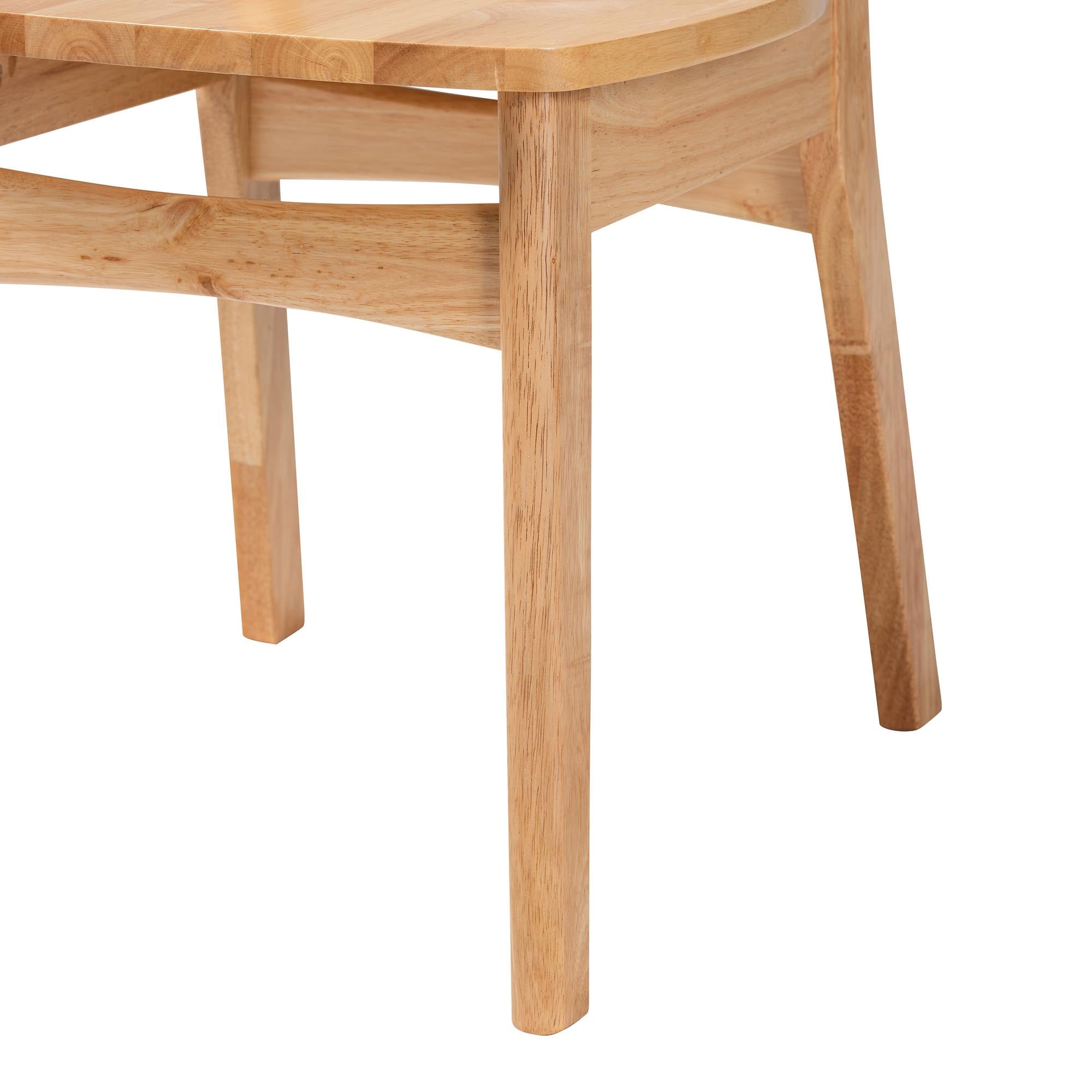 Camilo Mid-Century Modern Oak Brown Finished Wood and Rattan 5-Piece Dining Set