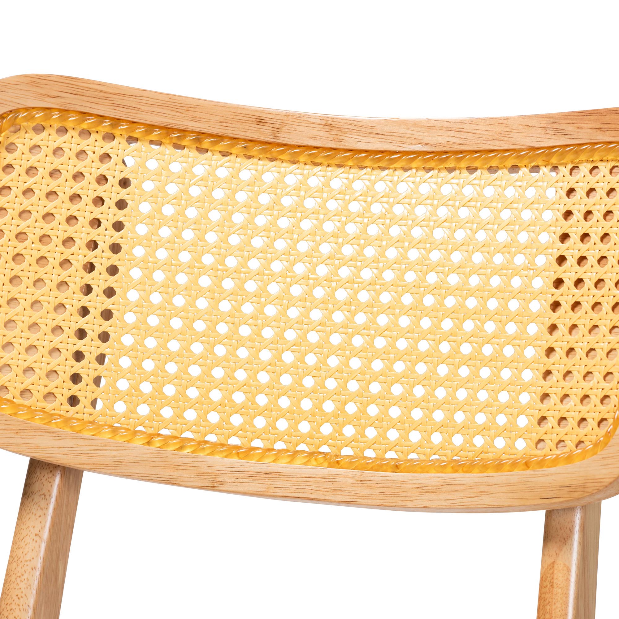 Dulcet Mid-Century Modern Oak Brown Finished Wood and Rattan 5-Piece Dining Set