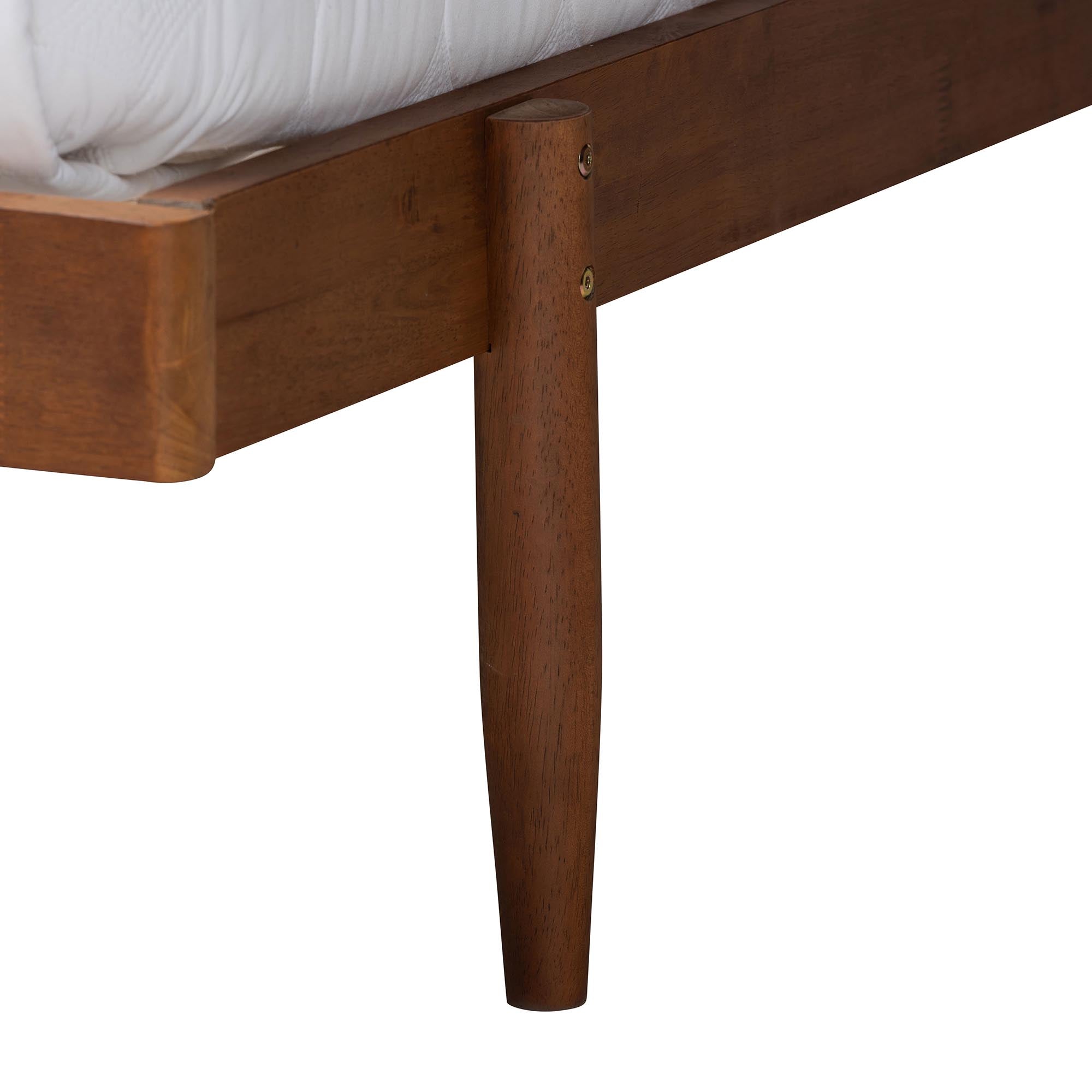 Ramiro Queen Size Platform Bed – Walnut Brown Mid-Century Spindle Style