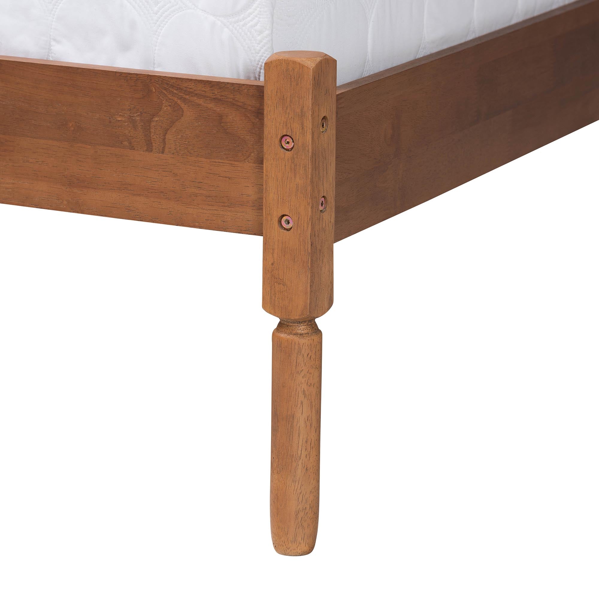 Teagon Queen Rubberwood Platform Bed – Mid-Century Modern Navy Velvet Upholstery