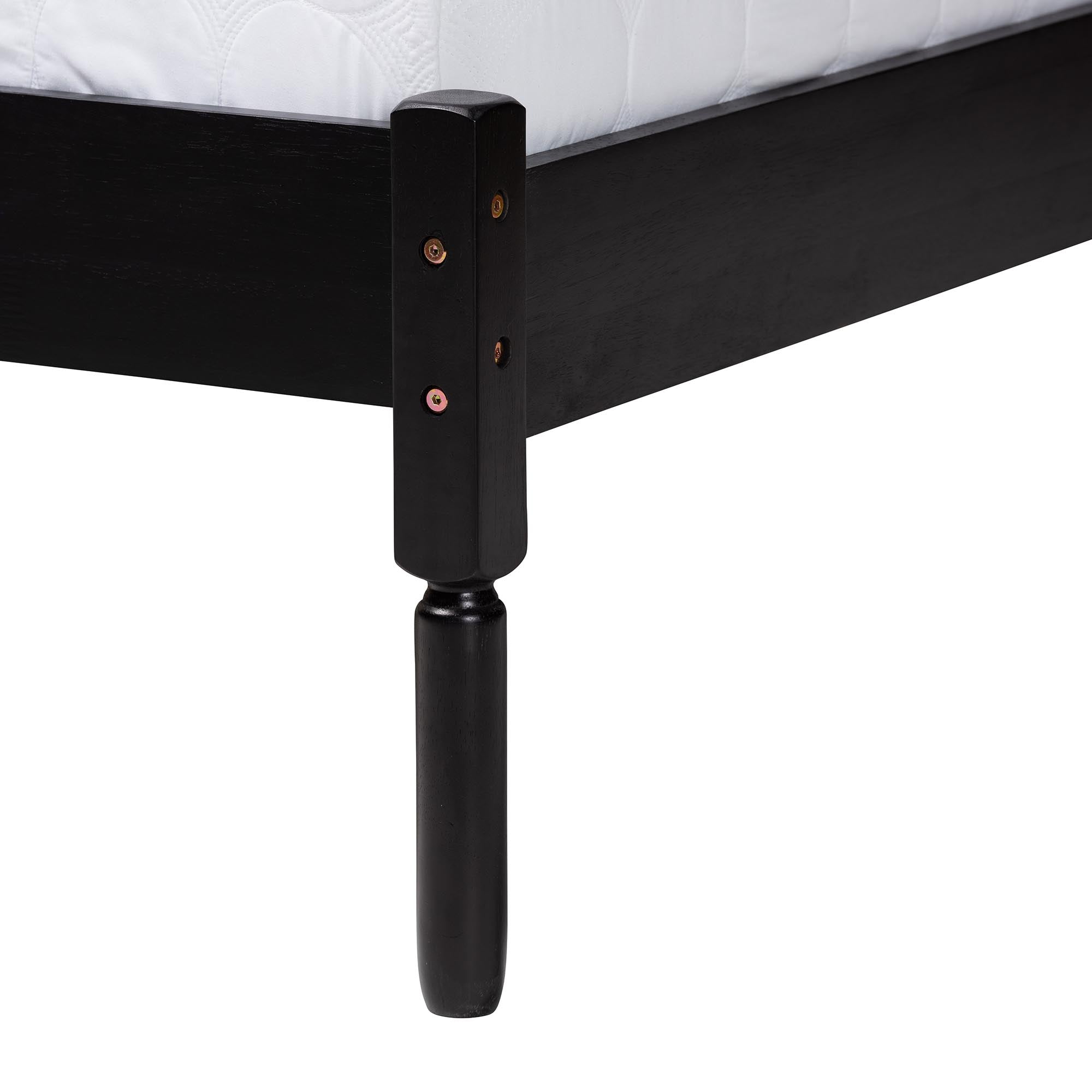 Nino Queen Rubberwood Platform Bed – Classic Black Traditional Style