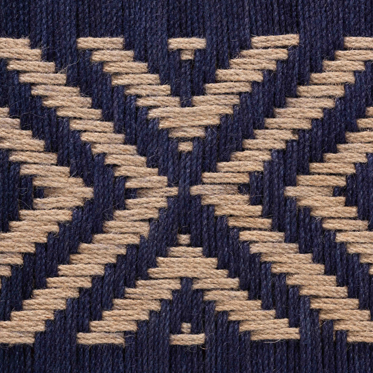 Prunella Modern Bohemian Two-Tone Navy Blue and Natural Brown Seagrass and Acacia Wood Accent Bench
